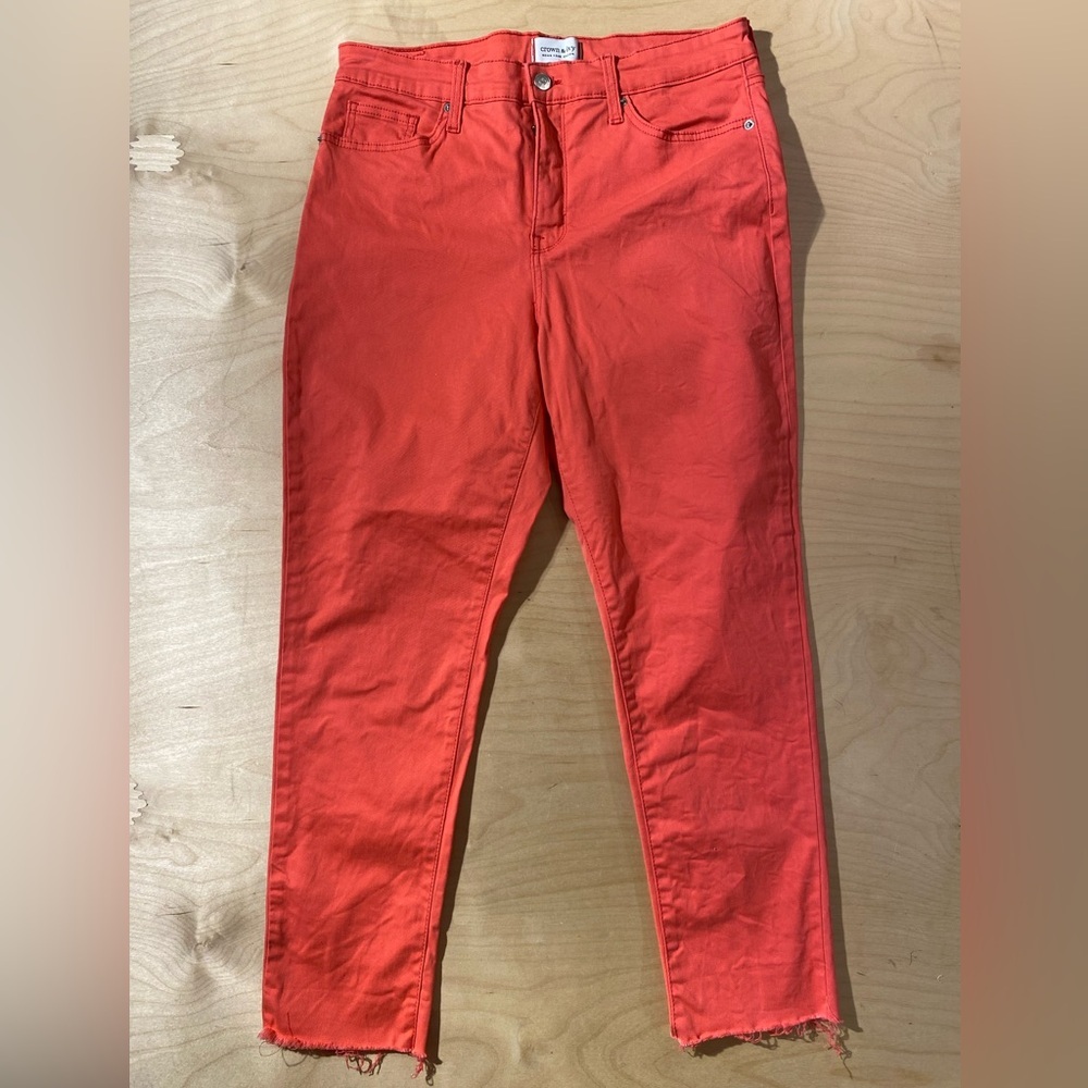 Crown & Ivy Vibrant Orange High Rise Skinny Cropped Pants 12 (QJ) - Picture 3 of 7
